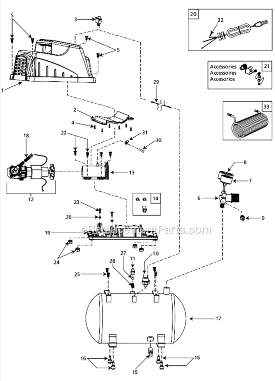 Page A Diagram and Parts List for FP209000AV  Campbell Hausfeld Compressor